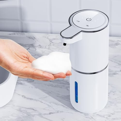 Amyzavls Distributeur de savon automatique - Fixation murale - Sans contact - 380 ml - Avec capteur - Rechargeable par USB - Pour salle de bain, cuisine, bureau
