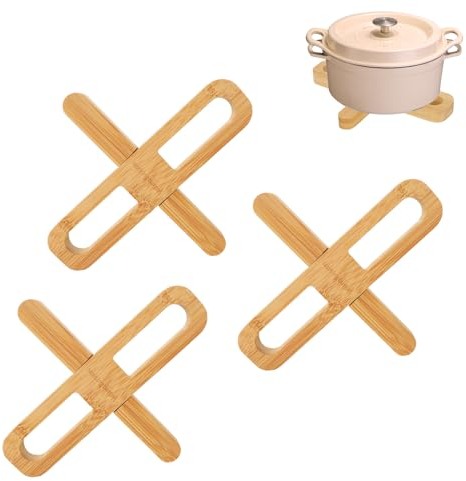 3 Bambus-Packung, faltbare Untersetzer für Küchenarbeitsplatten, Magnet-Topfständer, Küche, hitzebeständig, Untersetzer für heiße Pfannen, Schüsseln, Teller von Nothing burger