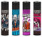Clipper® Feuerzeuge im Multipack - 4er Set mit coolem Look - Nachhaltig NEU - INKL Gratis Crystal Deko Balls (Skulls #23)