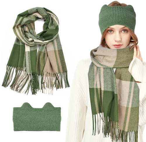 DTYGUIXE Damen Schal Winterschal Quastenschal Weich Herbst Winter Schal Winter Strickschal mit Fransen Warme Schal Modeschal Winter Feinstrick Halstücher mit Mütze für Mutter, Tochter, Freundin