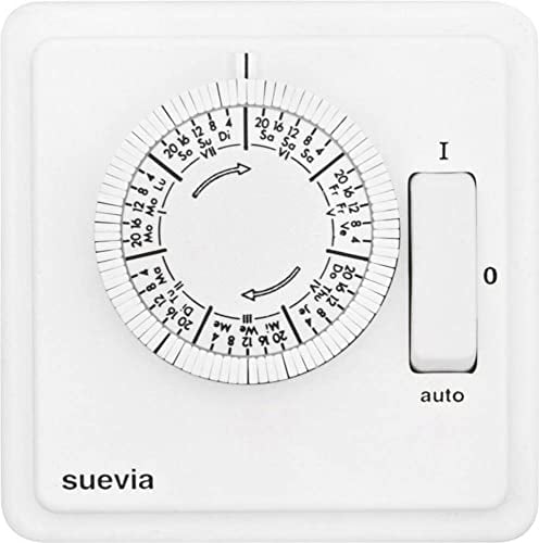 Suevia SU280439 Unterputz-Zeitschaltuhr analog Wochenprogramm 1200 W IP20 EIN/AUTO/AUS-Programm