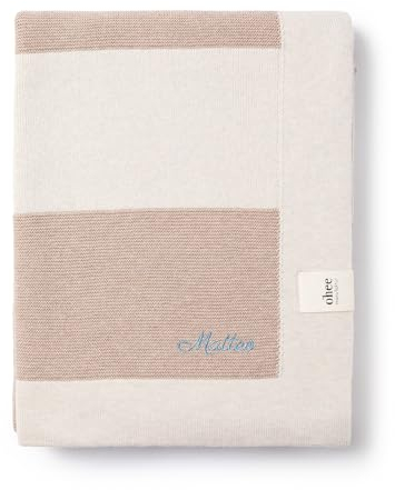 personalisierbare Babydecke mit Namen - Strickdecke für Babys - 104x104cm - 100% Baumwolle - Groß, kuschelig & atmungsaktiv - Geschenk zur Geburt