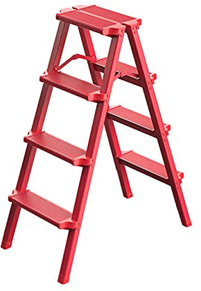 Escabeau Rouge Escabeaux, Échelles Polyvalentes en Alliage D'aluminium Marches Pliantes Robustes Et Durables Maison 3 4 Escabeau avec Tapis Antidérapant/Rouge/41X74X98Cm (Rouge 41X74X98Cm)