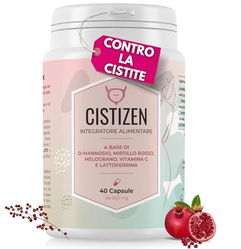 Integratore Cistite donna e uomo con D-Mannosio puro, mirtillo rosso (cranberry), melograno, vitamina C e lattoferrina - 40 capsule contro la cistite e le infezioni delle vie urinarie
