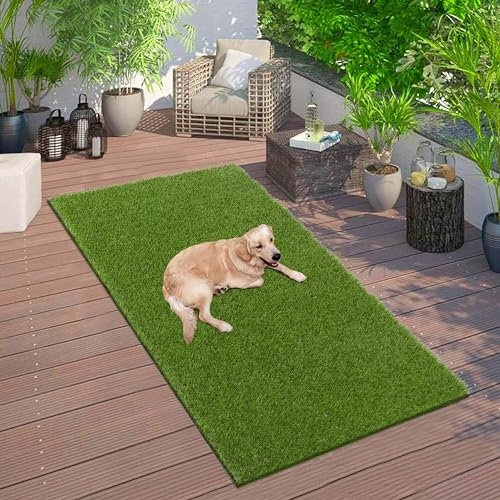 MJIAHOMDEC Erba artificiale 0,9 x 1,5 m Tappeto sintetico realistico per esterni e interni erba finta per cani tappetino erba per cani patio giardino prato casa cortile