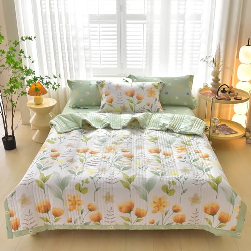 Daunendecke als Schlafdecke, Weiche Bequeme Mikrofaser Doppelseitig Sommerdecke-Antiallergisch Atmungsaktive waschbar Steppdecke Duvet, Fürs Bett Frühling und Herbst (Sommer Traum, 180*200CM)