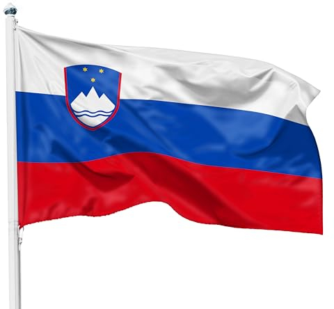 PHENO FLAGS Bandiera Slovenia 90x150cm – slovena – resistente alle intemperie con occhielli in ottone - 100% poliestere - cuciture doppie robuste e colori vivaci – ideale per gli amanti delle bandiere
