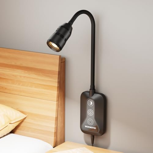 Leselampe Bett mit Hand Sweep Sensor-Schalter, LED Leselampe mit USB-AusgangStecker und Touch Schalter, Dimmbare und 5 Farbe Buchlampe, Leselicht Buch mit Flexiblem Schwanenhals für Schlafzimmer