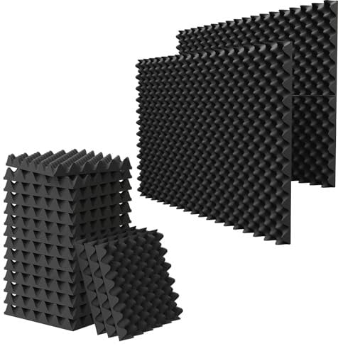 Akustikschaumstoff, 3,8 x 30,5 x 30,5 cm, schalldichter Eierkisten-Schaumstoff (schalldämmendes Design), verbesserte Akustikplatten, feuerhemmend, schalldichte Schaumstoffplatten für Wände, Türen,