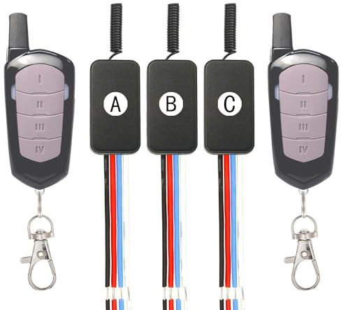 ZHOFONET DC12V Funkschalter,3 Wege Drahtloser Fernbedienung Schalter,DC 5V/12V/24V/30V 3A Mini Relais 3 Kanal Wireless Lichtschalter Fernbedienung 164FT Langstrecken,für Lichtleisten, Türschlösser