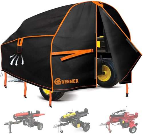 GREENER Log Splitter Cover - Windproof, Waterproof, Heavy Duty, 600D Polyester, Green, 57x27x31