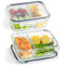 Praknu Meal Prep Boxen Glas 3 Fächer - Glasdosen 4er Set mit Deckel 1000ml - Luftdicht - BPA-Frei - Gefrierschrank & Mikrowellengeeignet