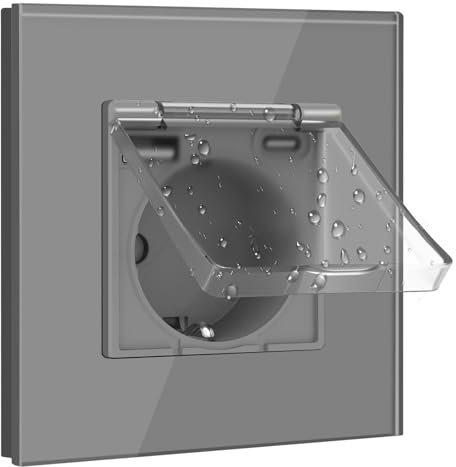 BSEED Enchufe USB, Enchufe Pared Schuko con Tapa Impermeable, Enchufe USB C 1 Gang, Enchufe Hembra 16Amp Gris, Enchufes de Extensión
