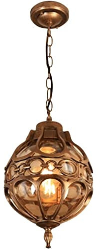 Lámpara de araña industrial vintage industrial exterior colgante luz retro al aire libre impermeable techo colgante lámpara globo pantalla de cristal lámpara de aluminio para cenador pasillo porche