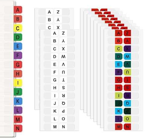 260 onglets de A-Z, Index Tabs autocollants, petits onglets adhésifs, onglets alphabétiques transparents étiquettes autocollantes, imperméables bandes d'indexation registre pour carnet notes