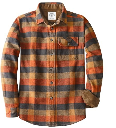 Dubinik® 13 oz Ultra Pesada Camisa Franela Hombre Cuadros, Algodón Puro