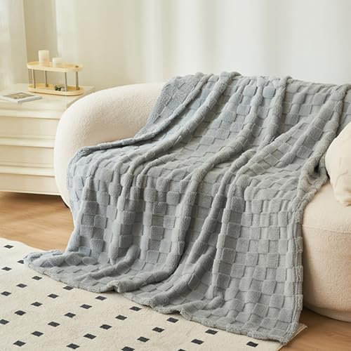 GKXLH Couverture en molleton de coton doux - Couvertures et jetés moelleux pour canapés - Couverture chaude et légère pour lit, canapé ou sofa (180 x 230 cm, gris)