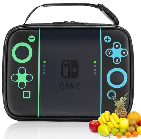 Beaulyn Lunch Box for Kids, Gamer Boys Lunch Box, Leather Insulated Boy Lunch Bag for School, Reusable and Waterproof Thermal Snack Box for School Daycare Picnic Camping for Kids Toddlers Teens