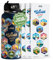 LET'S WANDER World Explorer Adventure Water Bottle with 50 Waterproof Stickers - 32oz Leakproof Insulated Stainless Steel with Straw - Travel Goal Gift Bottle (Blue)