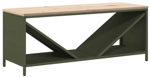 vidaXL Brennholzregal mit Holzplatte Olivgrün 100,5x35,5x40 cm, Kaminholzregal, Kaminholzständer, Holzlager, Feuerholzregal, Kaminholzlager