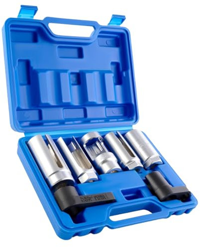 FreeTec 7pcs Douille Sonde Lambda, 22 mm Clé Sonde Lambda, Clé à Douille Demonte Sonde Lambda, Jeu Cle Outils Sonde Lambda pour Voiture