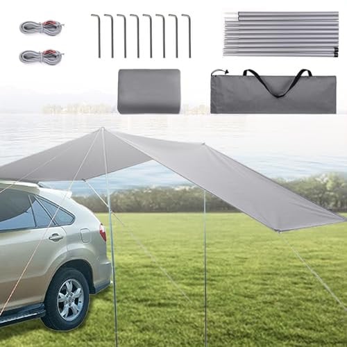 Toldo De Coche Tailgate,Carpa Tailgate Adecuado para Todos Los Modelos De SUV,Carpa Trasera de Coche,Toldo Universal Impermeable para Coche,Autocaravana Toldo Lateral Impermeable (Gris, 440 * 200cm)
