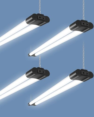 Bellanny LED Feuchtraumleuchte 115cm, T8 Werkstattlampe Leuchtstoffröhre, 40W 4400LM LED Deckenleuchte Werkstatt Röhre Licht, 6500K Kaltweiß Verknüpfbar Kellerlampe für Garage Warenhaus Büros, 4 St