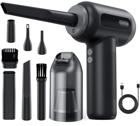 Compressed air Duster, Yomile 2 in 1 180000RPM Cordless Air Duster with Mini Car Vacuum, 9000mAh Battery Dust Blower for Keyboard Cleaner,Rechargeable Air Blower AIC Can for Office Computers