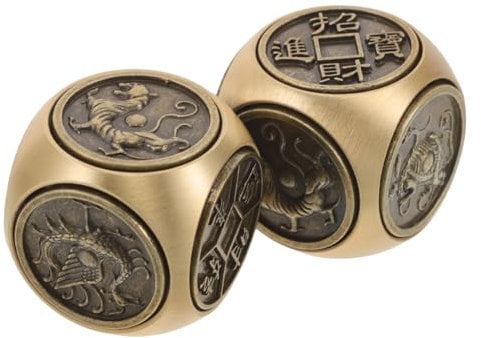 minkissy 2pcs Office Desk Gadget Cool Metal Dice Vintage Brass Handball Hand Strength Training Tool Unique Vintage Toy