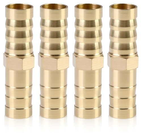 Lot de 4 raccords à air comprimé 10 mm en laiton pour air comprimé - Raccord rapide pour air comprimé - Douille de tuyau - Modèle lourd pour air, eau, gaz, huile, tuyau à air comprimé