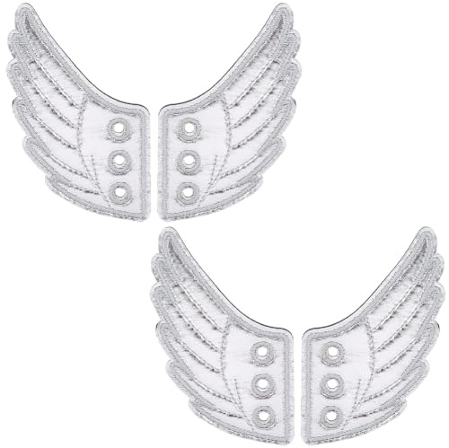 GORGECRAFT 2 Paire d'ailes d'ange pour Chaussures en Tissu Argenté Brillant Breloques Décoratives pour Chaussures Sportif Quotidien Mode Patins à roulettes Baskets Montantes en Toile Fournitures