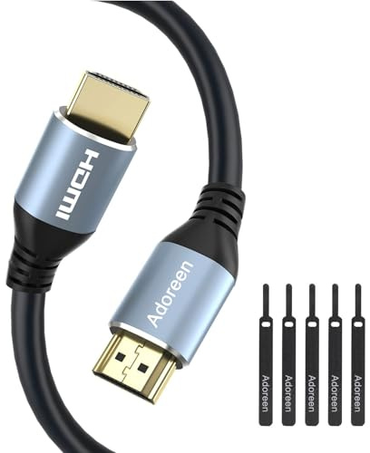 Adoreen 4K HDMI Cable 30 Feet,High Speed 18Gbps Braided HDMI 2.0 Cable Cord,4K@60Hz,2K,1080P,ARC HDR HDCP 3D,Sturdy&Flexible&Untangled&Supreme Texture,Compatible Monitor UHD TV PC PS5 +5 Ties