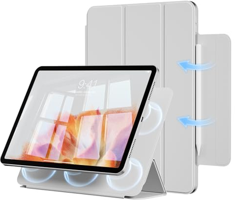 KTGGHG für iPad Air 11 Zoll 2026 Hülle M4/M3/M2, iPad Air 5/4 Hülle (2025/2024/2022/2020) Starke Magnetbefestigung, Trifold Ständerhülle, unterstützt Pencil Pro/USB-C, Auto Wachen/Schlafen, Grau
