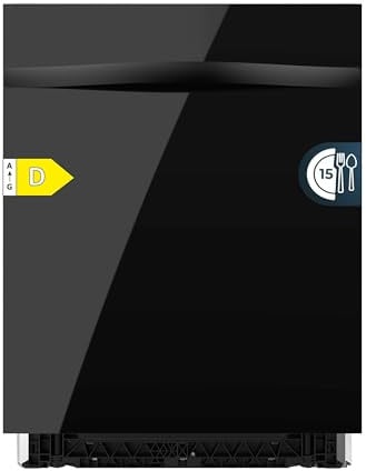 Cecotec Lavavajillas 60cm Bolero Aguazero 6320 Full-BI Matt Black Glass D | 1900W, 15 Cubiertos, 8 Programas, Integrable, Pantalla FullColor, Smart Wash, Turbo Dry+, Dual Zone Wash, Puerta Negro Mate