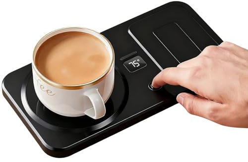 Chauffe-Boissons | Chauffe-Eau Intelligent avec Charge sans Fil pour Boissons Chaudes | chauffante 3 Niveaux température pour Le Lait | Table Cuisine Voyage Maison Bureau