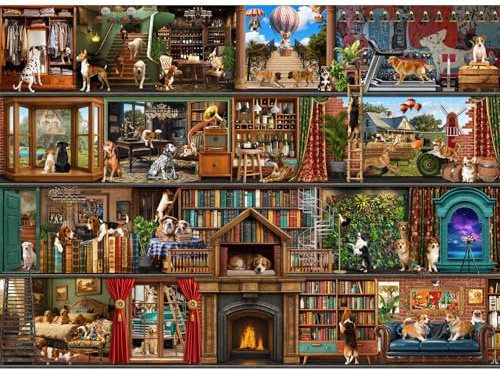 HUADADA Jigsaw Puzzles for Adults 1000 Pieces-The Fantastic Life of Dogs | Gifts for men women,Family Games,Eco matte oil print,eye strain relief,tight puzzle piece fit,vibrant colours