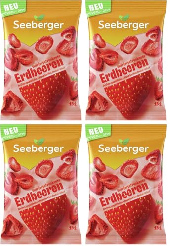 Seeberger Fraises lyophilisées, 15g (Lot de 4)