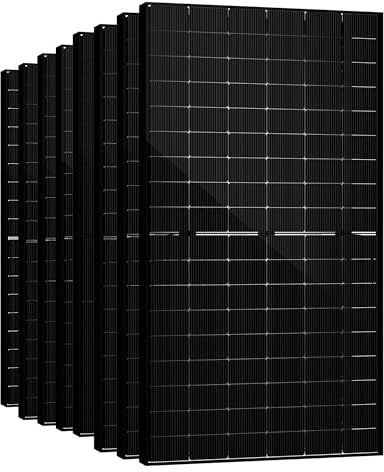 SAKETE Solarpanel 4000W Bifazial (+800W), Solarmodul Doppelglas Full Black, N-Typ Photovoltaik Modul für Balkonkraftwerk, 500W PV Panel 8er