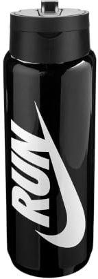 NIKE TR Renew Recharge Straw Bottle 24oz 709 ml Trinkflasche Sportflasche Training Fitness, Black/Black/White/White