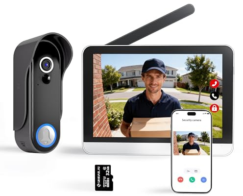 SIMBAILAI 7 Wireless Video Doorbell – 1080p Touchscreen, 160° Wide-Angle, Motion Detection, Two-Way Audio, Night Vision, IP65 Weatherproof, Tuya App, Electric Strike Lock Compatible, No Subscription