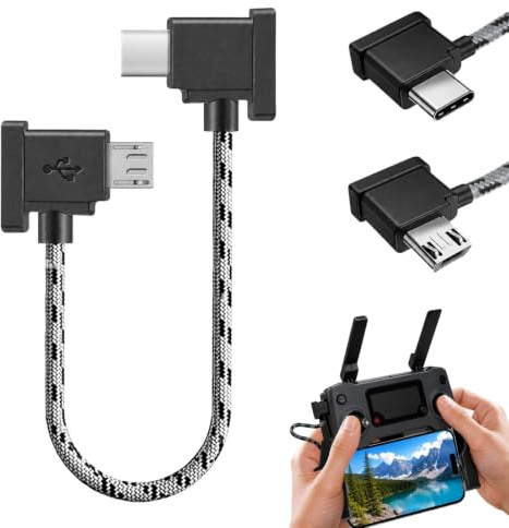 LYMISPIYA USB C auf Micro USB Fernsteuerung Kabel Drohnen 30 cm Nylon, kompatibel mit DJI Mini SE, DJI Mavic Mini, Air, Mavic 2 Pro, RC-Controller Datenkabel OTG für Smartphones