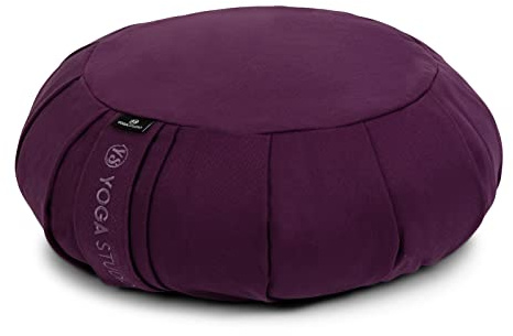 Yoga Studio EU Round Zafu Meditation Cushion | Organic Cotton | Buckwheat Hulls | Removable Washable Cover | Carry Handle - Lilac