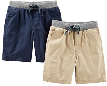Simple Joys by Carter's Pantaloncini Bambini e Ragazzi, Pacco da 2, Marrone Kaki Chiaro/Blu Marino, 5 anni
