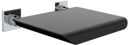 EMCO SYSTEM2 Duschsitz zur Wandmontage, klappbarer Duschstuhl aus Kunststoff und Metall, praktische Duschhilfe belastbar bis 110 kg, TÜV-geprüft, schwarz