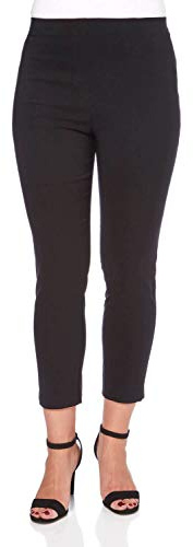 Roman Originals Capri Trousers for Women UK Cropped Pants with Pockets Ladies 3/4 Length Bengaline Stretch Legging Crop Pull On Tregging Elasticated Waist Work Office Slim - Black - Size 20
