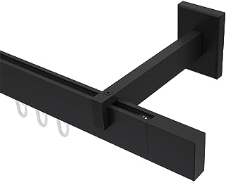 Interdeco Innenlauf-Gardinenstange eckig/kantig Schwarz Typ 10212920, 200 cm