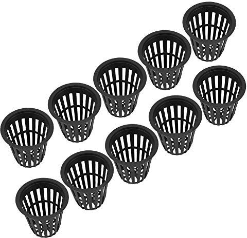 10 unids/Set Copas de Plantas Ollas Plástico Jardín Neto Guardería Canasta Canasta para Hidroponía Jardín Balcón Plantación(Negro)