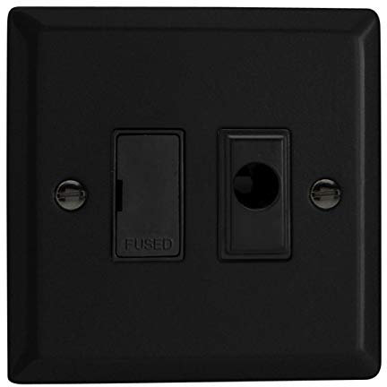 Varilight Unswitched Fused Spur With Flex Outlet - Urban Matt Black With Black Insert, XY6UFOB.MB