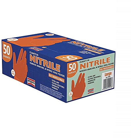 GUANTI NITRILE SPESSORATO MONOUSO - 1068012 - Per uso professionale, ambidestri. Leggeri ed elastici, molt