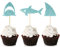 Unimall 24 Stück Blue Glitter Shark Cupcake Topper Hai Thema Cupcake Picks Babyparty Geburtstagsfeier Dekoration Zubehör
